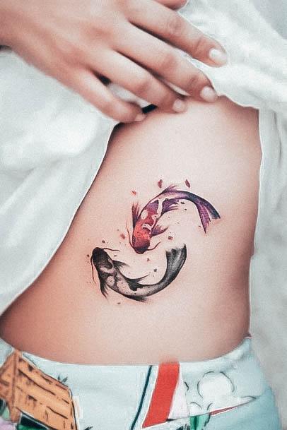 Stunning Koi Fish Tattoo On Lady