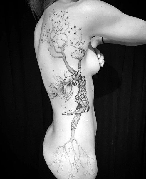 Stunning Lady Tree Tattoo Womens Torso