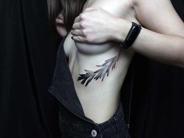 Stunning Leaf Tattoo On Lady
