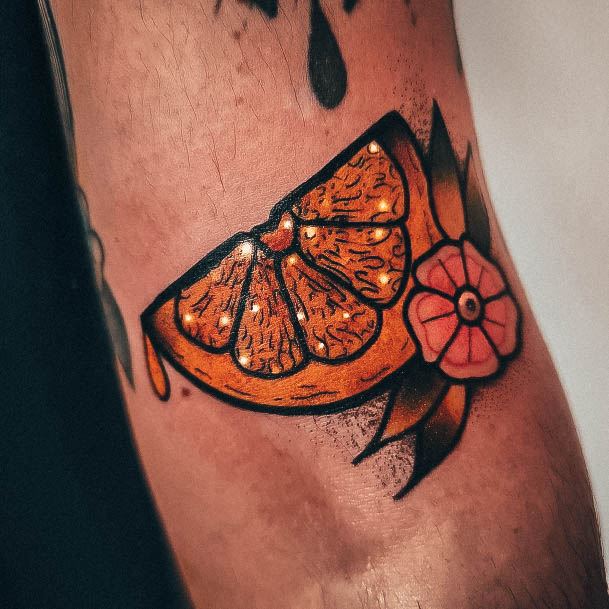 Stunning Lemon Tattoo On Lady