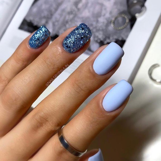 Stunning Light Blue Nail On Lady