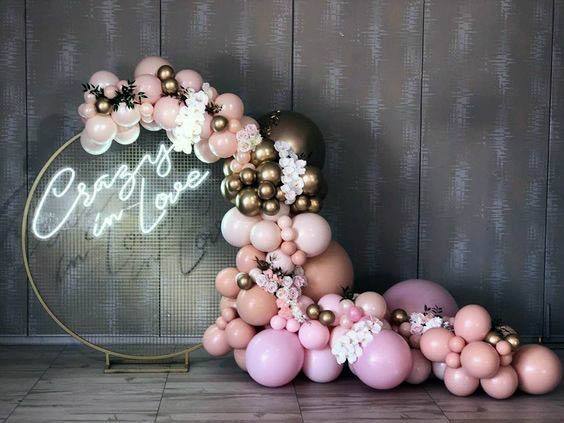 Stunning Light Crazy In Love Pink Wedding Baloon Backdrop Decor Inspiration