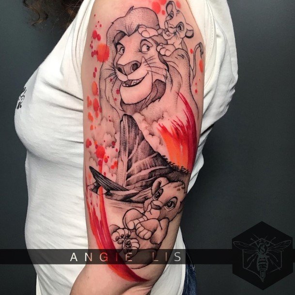 Stunning Lion King Tattoo On Lady