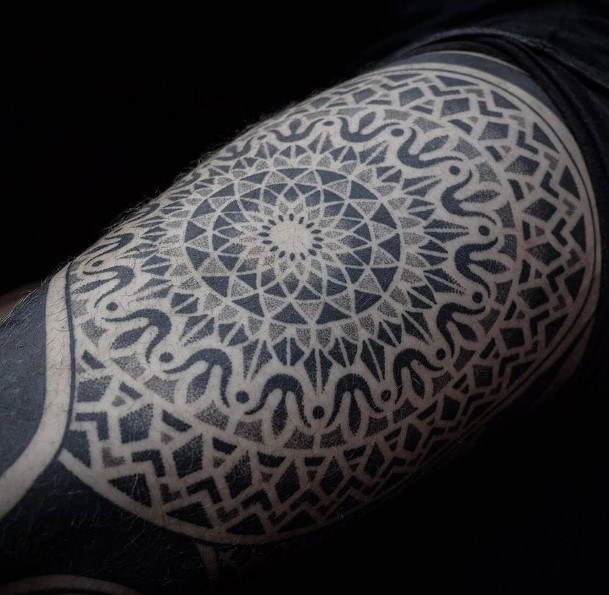 Stunning Mandala Tattoo On Lady Leg Calf