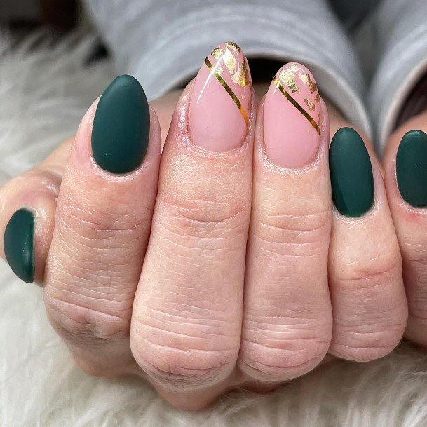 Stunning Matte Green Nail On Lady