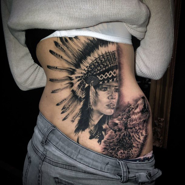 Stunning Native American Tattoo On Lady