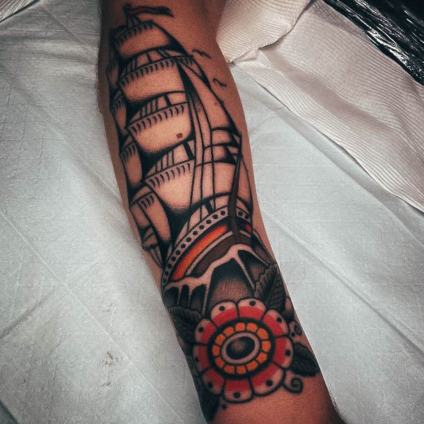 Stunning Nautical Tattoo On Lady