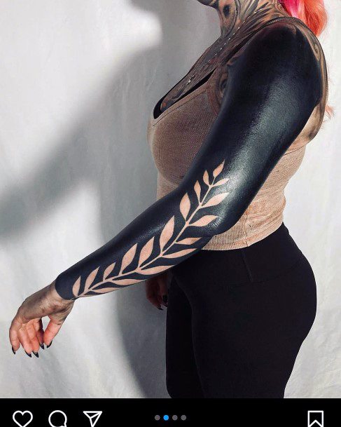 Stunning Negative Space Tattoo On Lady
