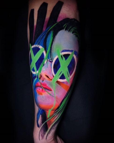 Stunning Neon Tattoo On Lady