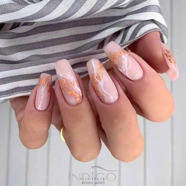 Stunning Nude Marble Nail On Lady