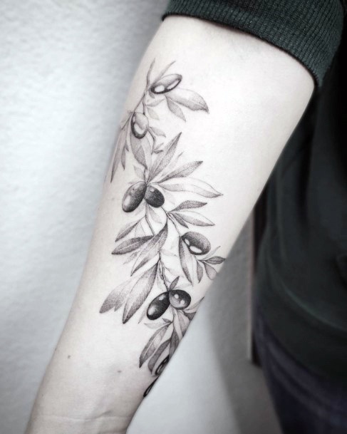 Stunning Olive Tree Tattoo On Lady