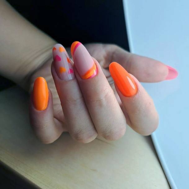 Stunning Orange Nail On Lady