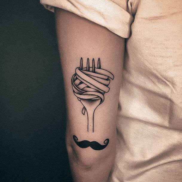 Stunning Pasta Tattoo On Lady