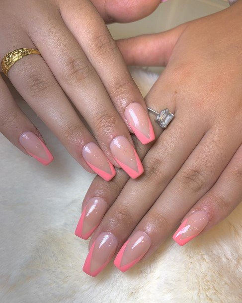 Stunning Peach And Pink Nail On Lady