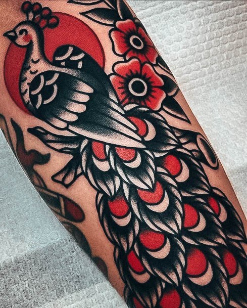 Stunning Peacock Tattoo On Lady