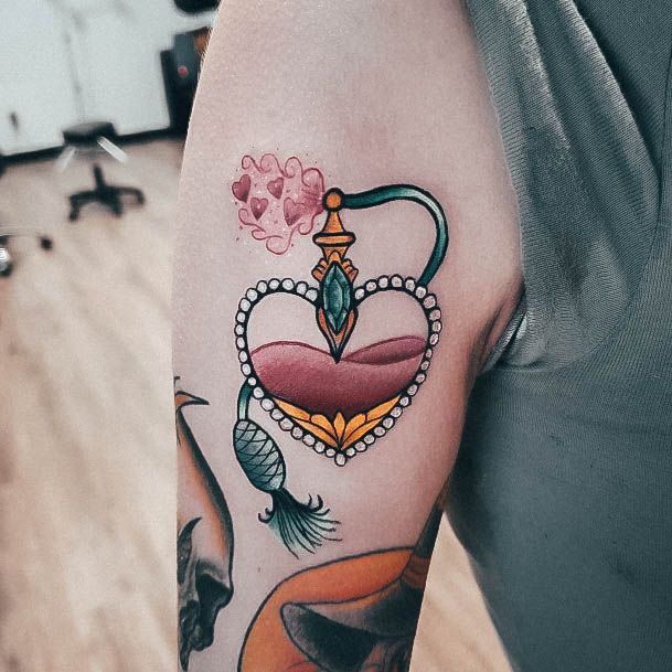 Stunning Perfume Tattoo On Lady