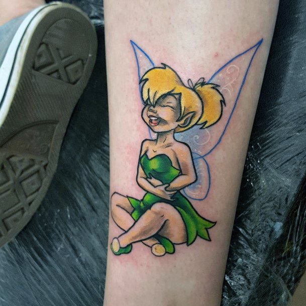 Stunning Peter Pan Tattoo On Lady