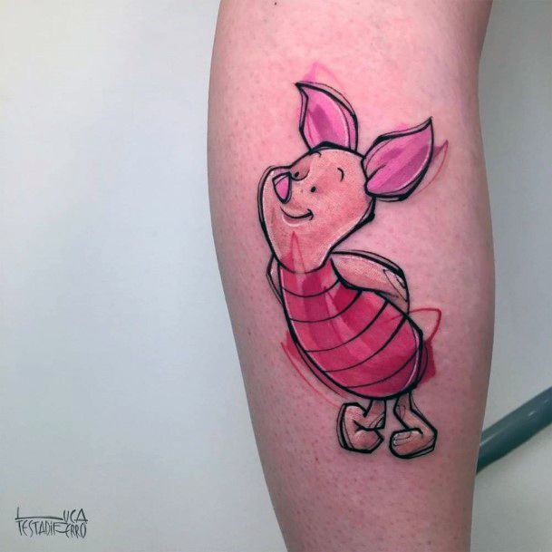 Stunning Piglet Tattoo On Lady