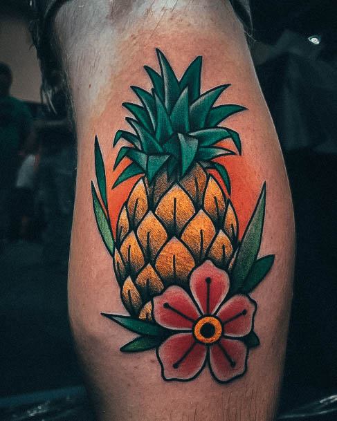 Stunning Pineapple Tattoo On Lady