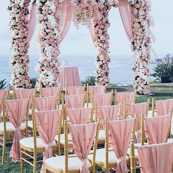 Stunning Pink Curtain Seat Magnificent Floral Gazebo Arch Inspiration For Ocean Wedding Ideas