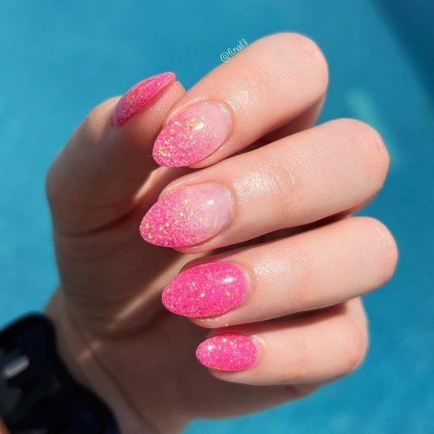 Stunning Pink Ombre Nail On Lady