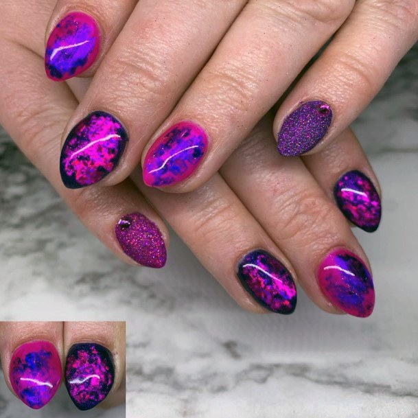 Stunning Pink Purple And Black Ombre Nail Inspiration Trippy For Ladies