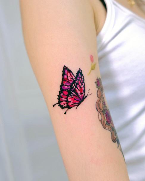 Stunning Pink Tattoo On Lady