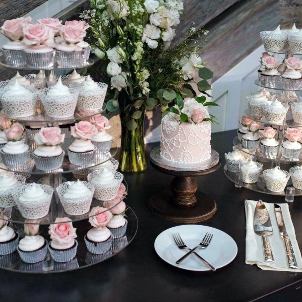 Stunning Pink White Cupcake Bar For Wedding Ideas