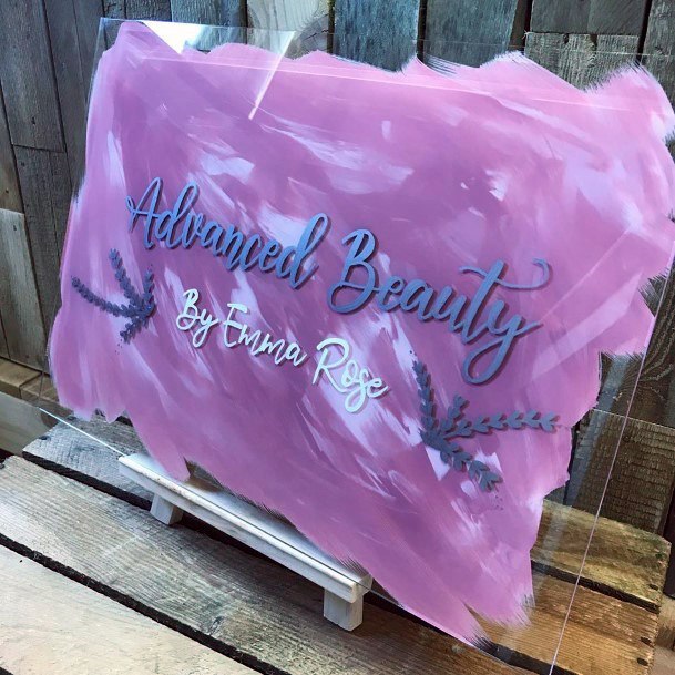 Stunning Pink White Ombre Design Cool Glass Wedding Sign Ideas