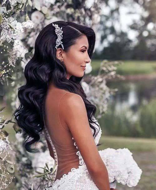 Stunning Polished Dark Brown Pinned Long Curls Womens Hairstyle