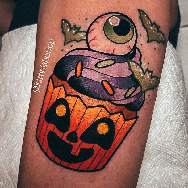 Stunning Pumpkin Tattoo On Lady