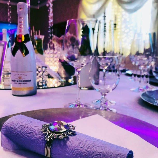 Stunning Purple Napkin Large Diamond Wedding Decor Inspiration