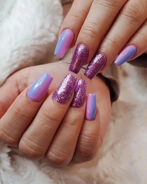 Stunning Purple Ombre Nail On Lady