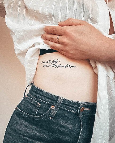 Stunning Quote Tattoo On Lady