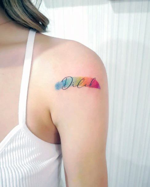 Stunning Rainbow Tattoo On Lady