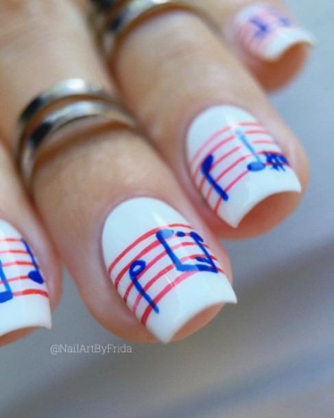 Stunning Red And Blue Nail On Lady