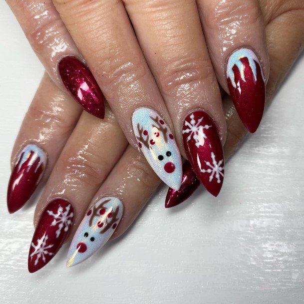 Stunning Red And Silver Nail On Lady