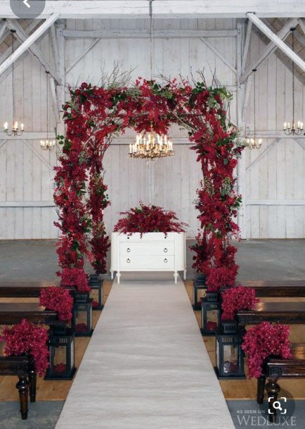 Stunning Red Floral Arch Christmas Wedding Cute Ideas