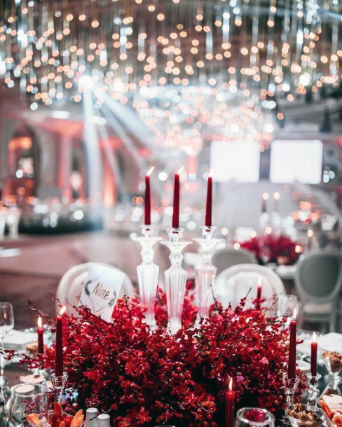 Stunning Red Floral Candle Wedding Decoration Ideas