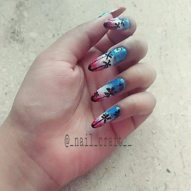 Stunning Red White And Blue Nail On Lady