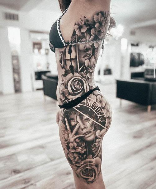 Stunning Rib Tattoo On Lady