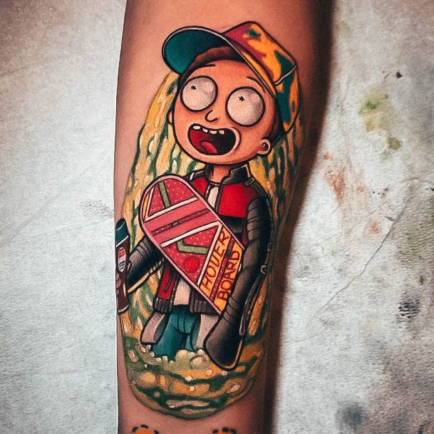 Stunning Rick And Morty Tattoo On Lady