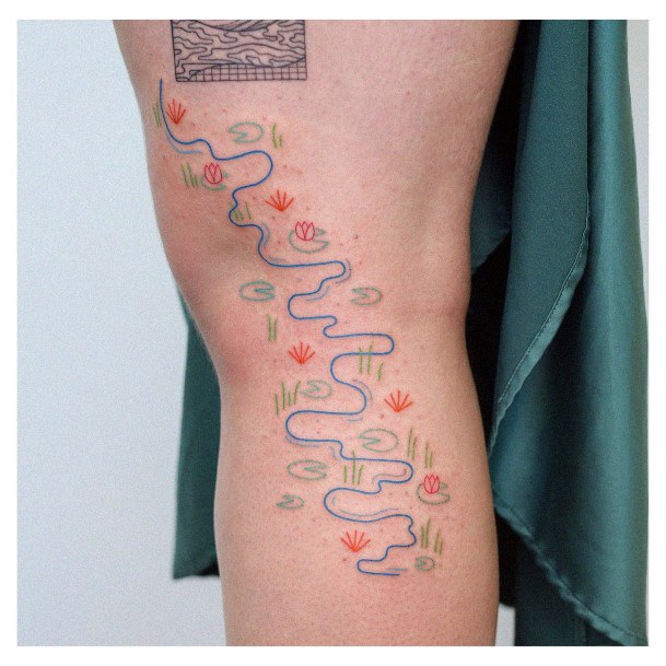 Stunning River Tattoo On Lady