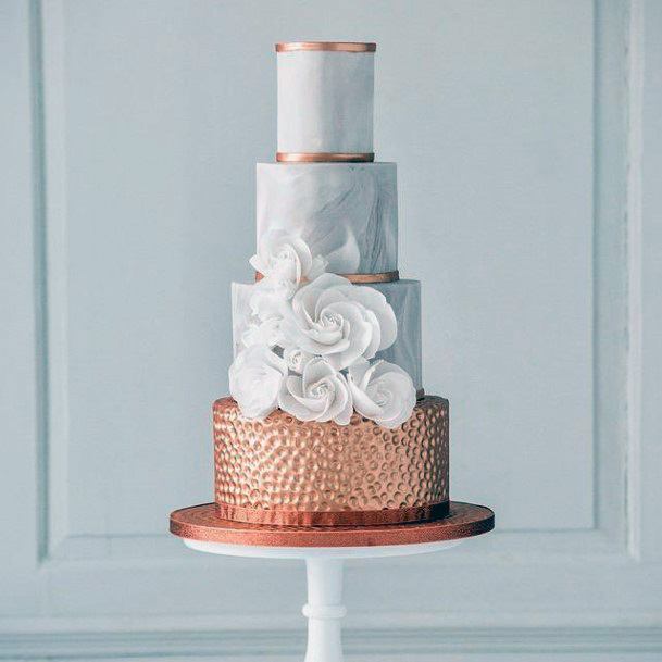 Stunning Rose Gold And White Elegant Wedding Cake Women