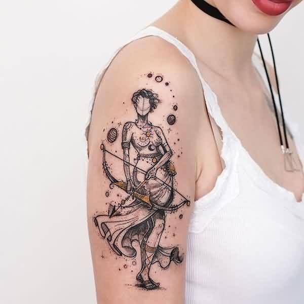Stunning Sagittarius Tattoo On Lady