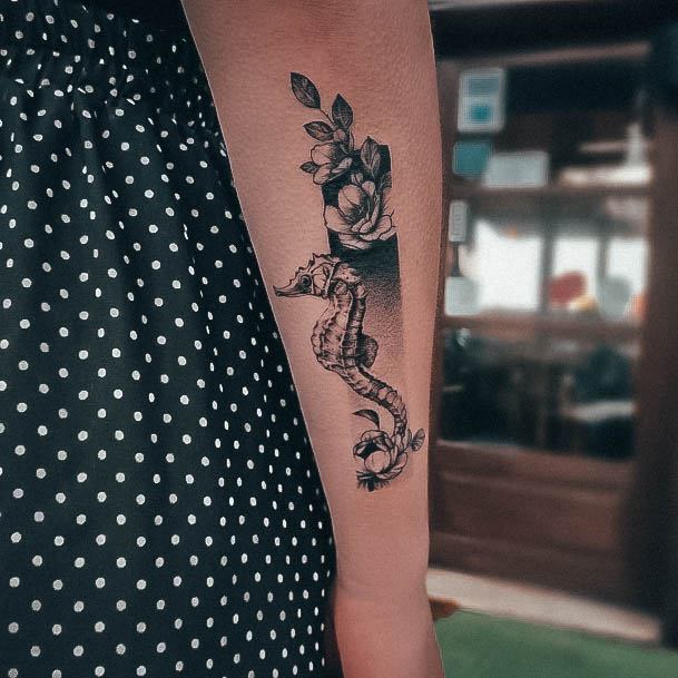 Stunning Seahorse Tattoo On Lady