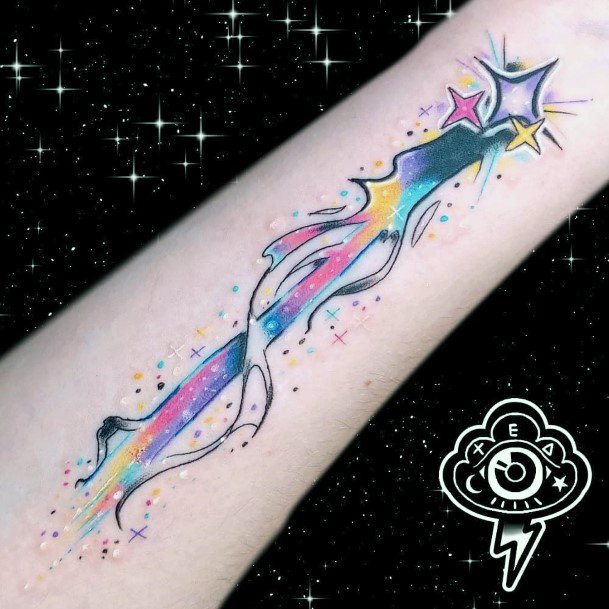 Stunning Shooting Star Tattoo On Lady