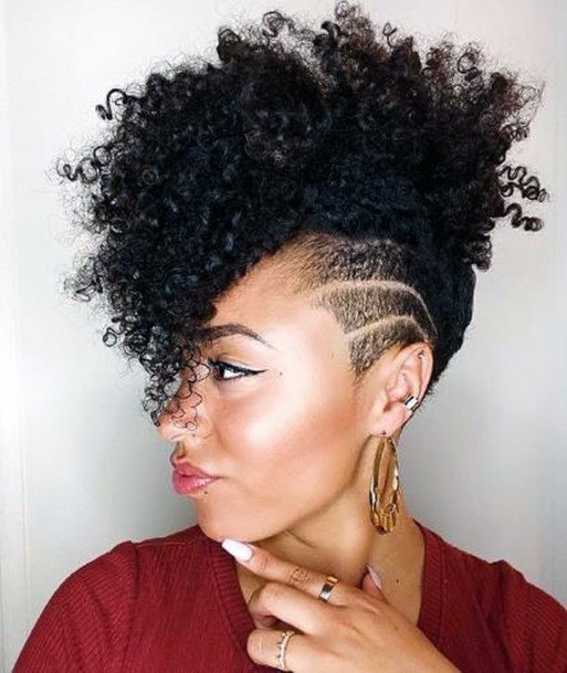 Stunning Side Buzz Long Curly Pixie Natural Hairstyles For Black Women