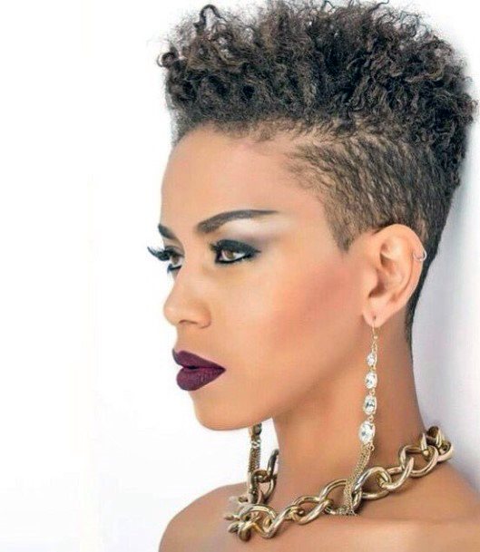 Stunning Side Buzzed Curly Pixie Natural Hairstyles For Black Women