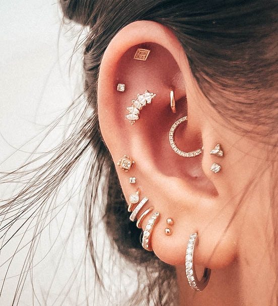 Stunning Sparkling And Cute Hoops And Diamond Cute Ear Piercing Inspiration Ideas For Women